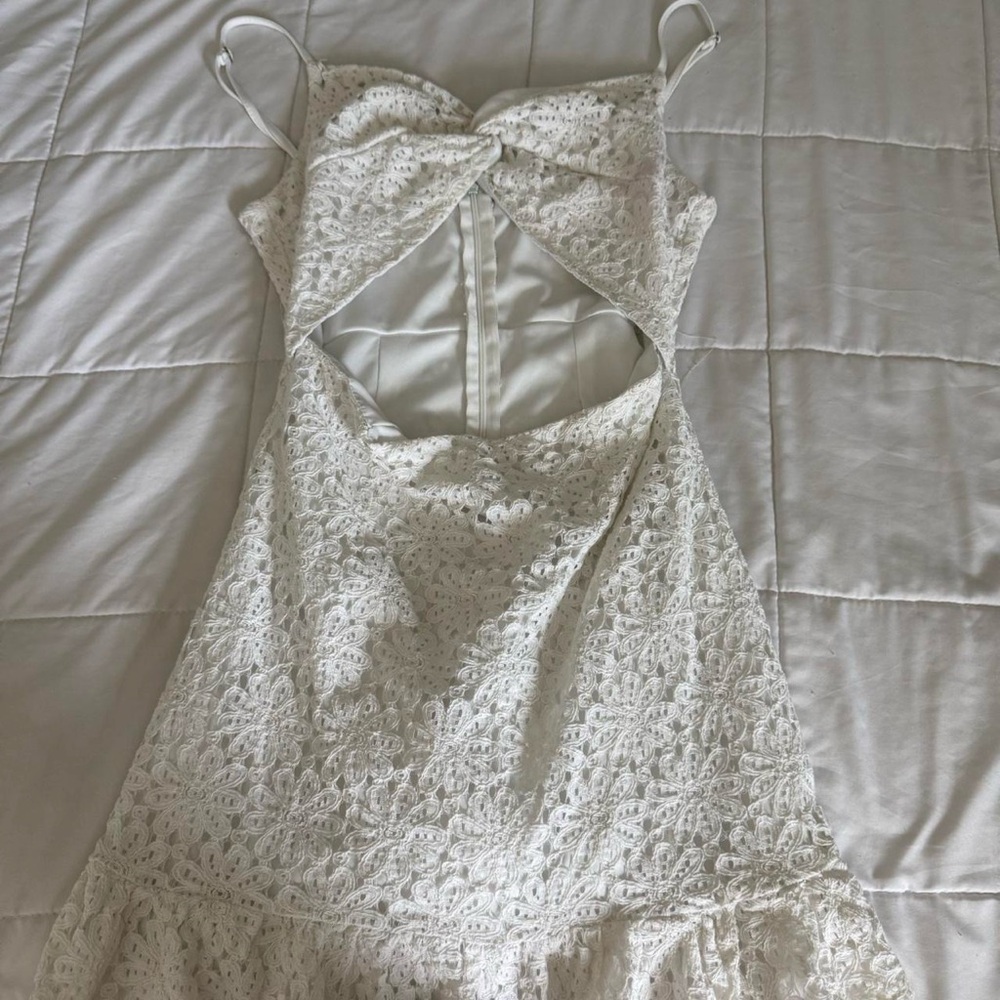 White Sleeveless Spaghetti Strap Mini Sundress